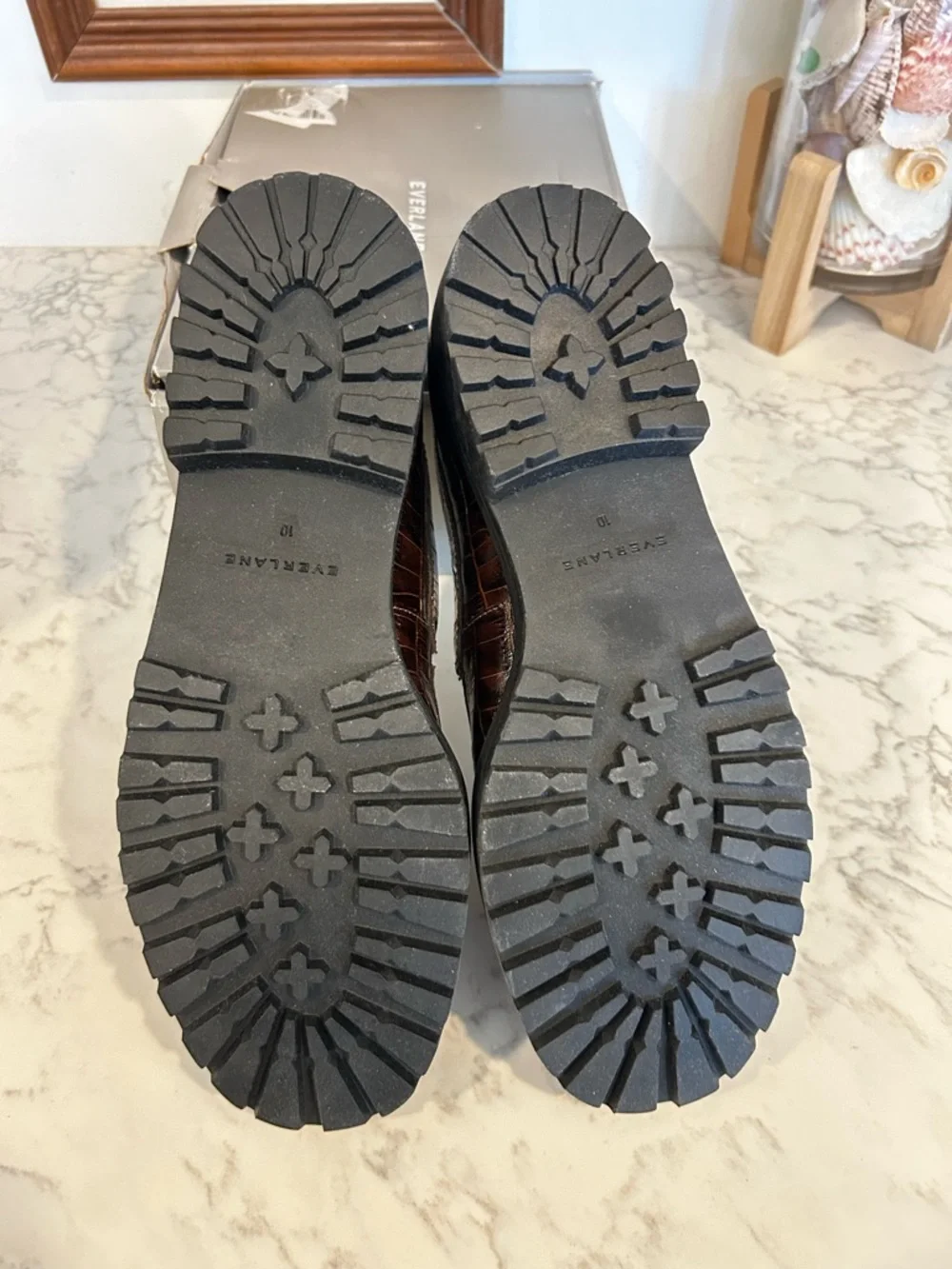 NWT Everlane Leather The Lug Loafer in Brown Crocodile Size‎ 10 - Picture 5 of 8